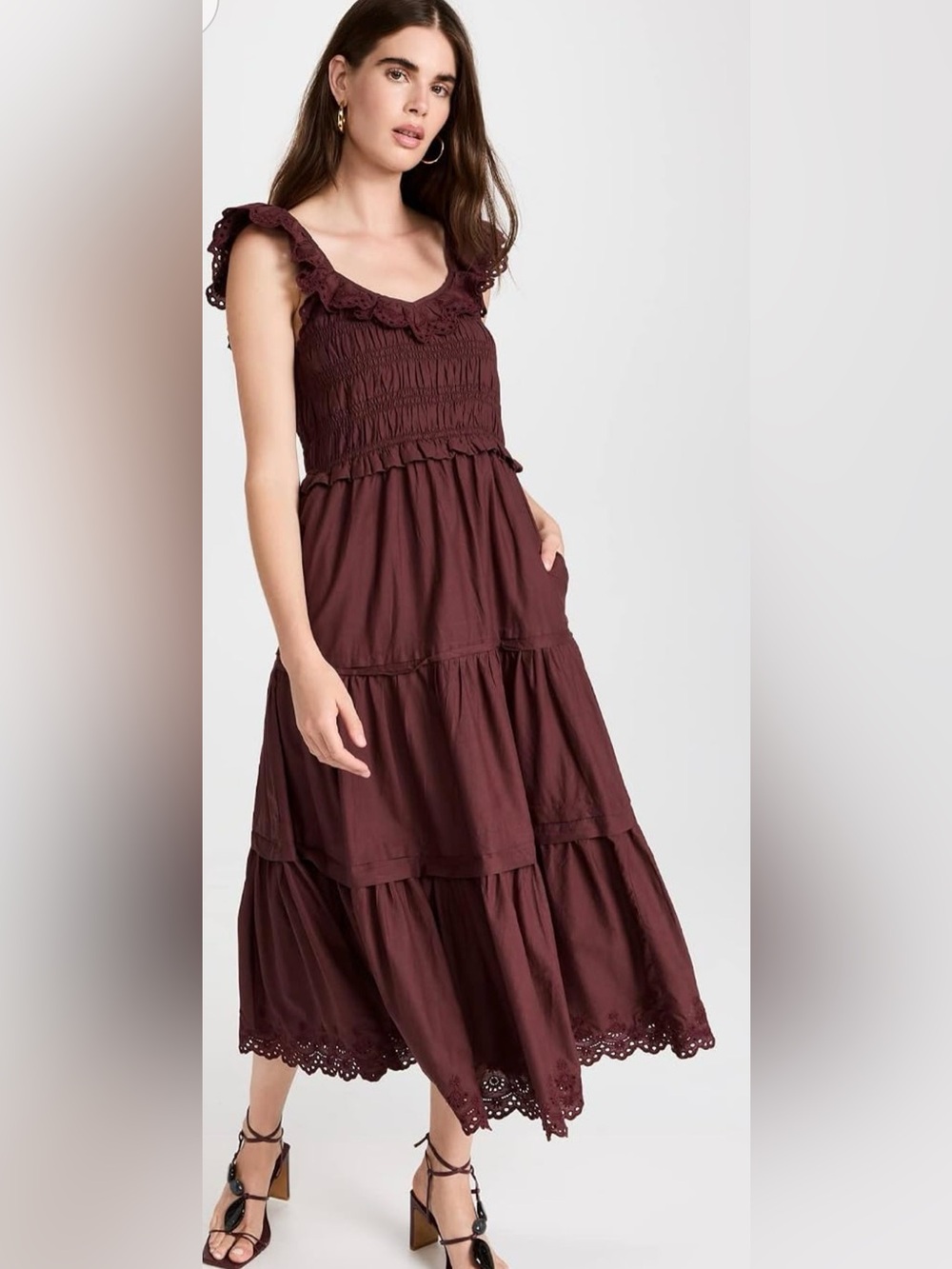 Madewell Lucie Embroidered Cotton Midi Dress boho bohemian peasant prairie 10